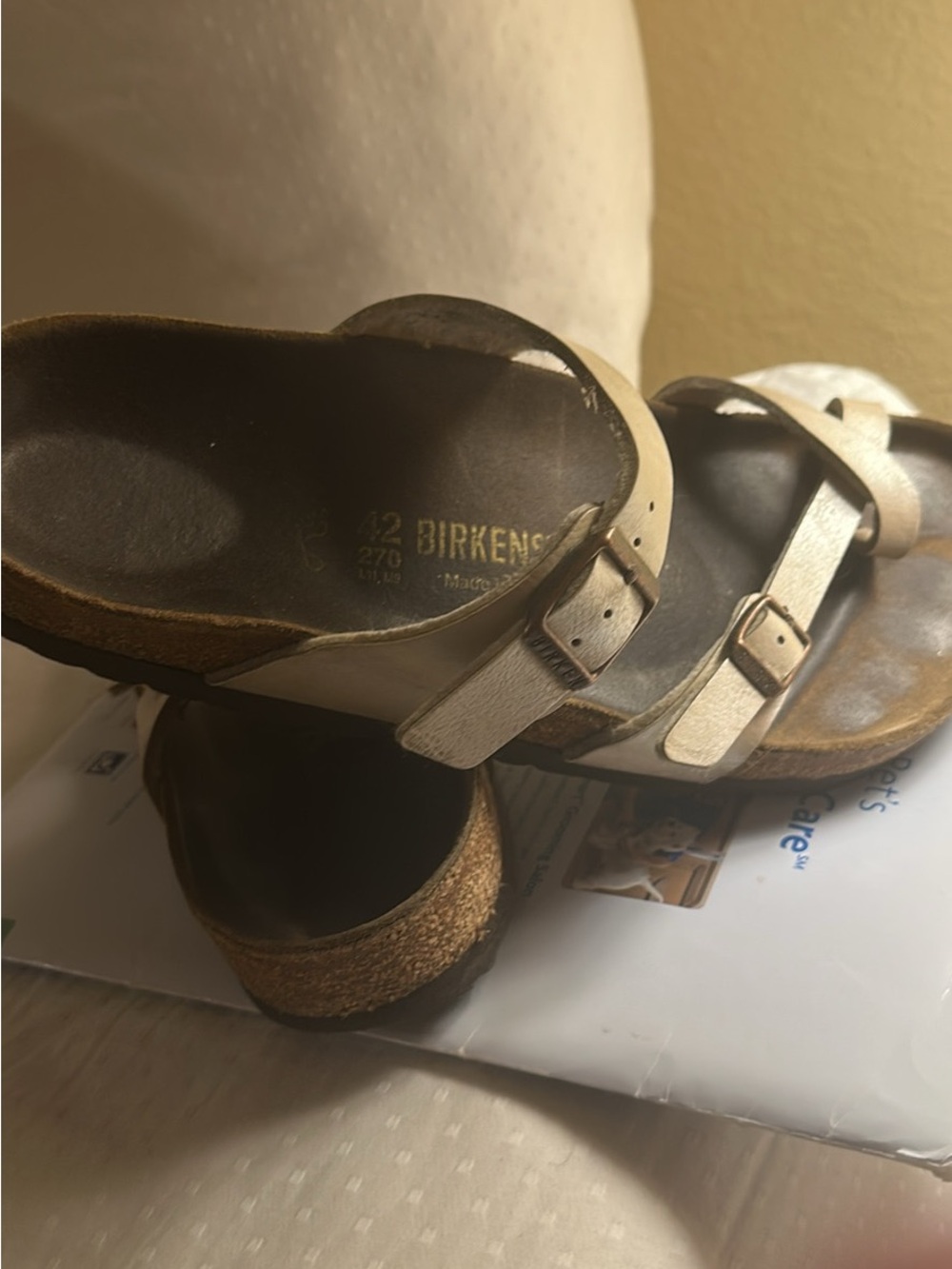 Birkenstock Kids Metallic Silver Two-Strap Arizona Sandals
